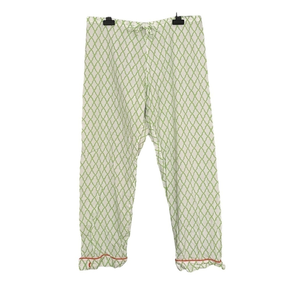MARIGOT Cotton Pyjama Bottoms Print White Green S